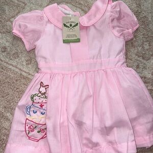 The Oaks Apparel Pink Girls' Tea Party Embroidered Dress
